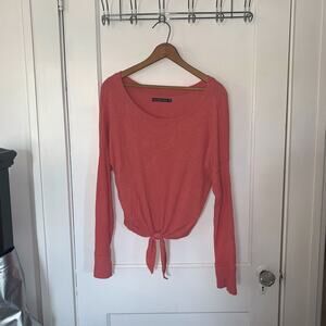 A&F ribbed knit front tie long sleeve top size S